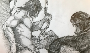Drawing - Tarzan Vs Panther